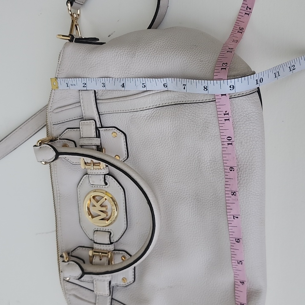 Michael Kors‎ Satchel Crossbody Bag Pebbled Ivory Leather Light Cream - Picture 12 of 15